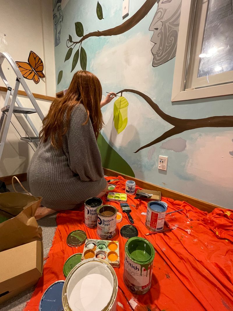 Colourful mural inside a childcare centre